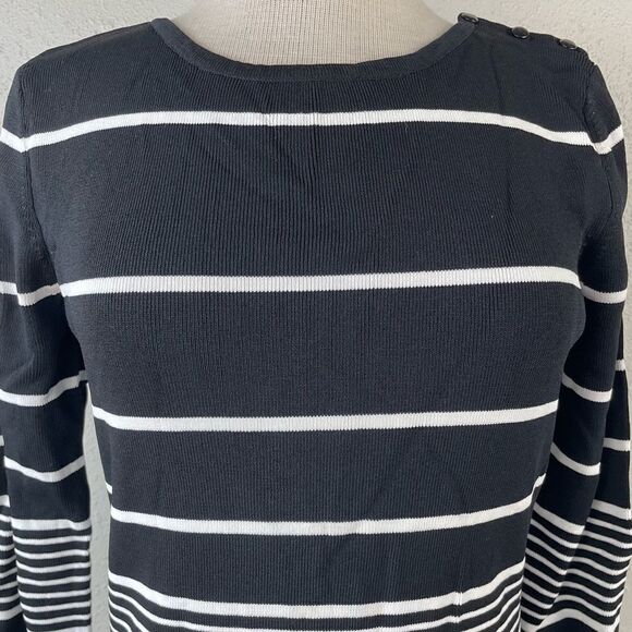 Cyrus Black and White Striped Stretch Top Size L EUC - Picture 2 of 8
